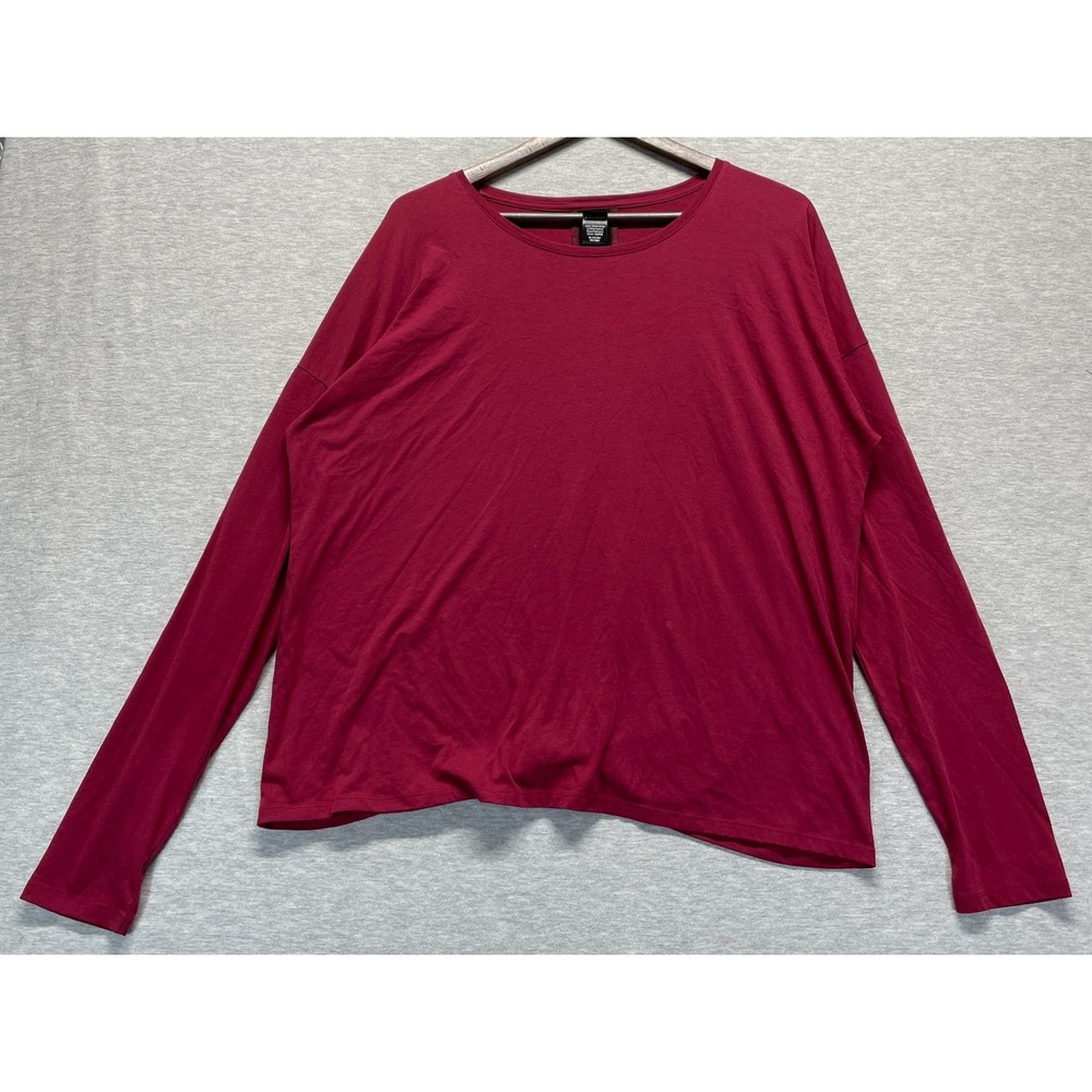 Victoria Sport Knit Top Womens XL Maroon Cotton Dropped Shoulders Knot Hem Back